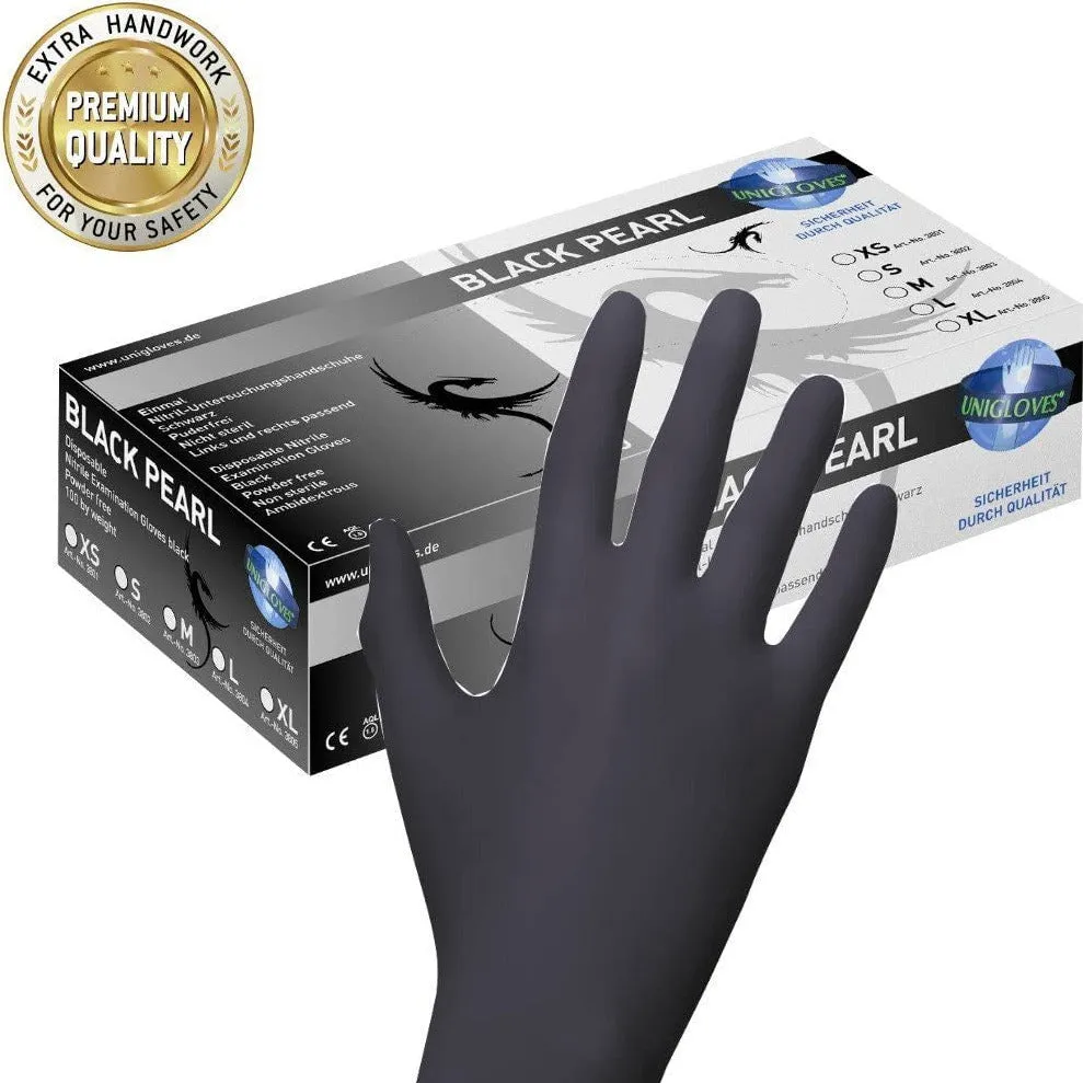 Unigloves Nitrile gloves Black Pearl XS, S, M or L, 100 pieces