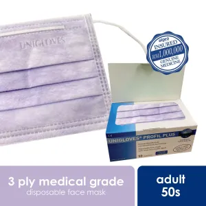 Unigloves ProfilPlus mask 3-play box of 50, LAVANDA