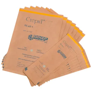 VINAR STERIT Kraft paper sterilization bags, 80x150 mm, 1 pc or 100 pcs