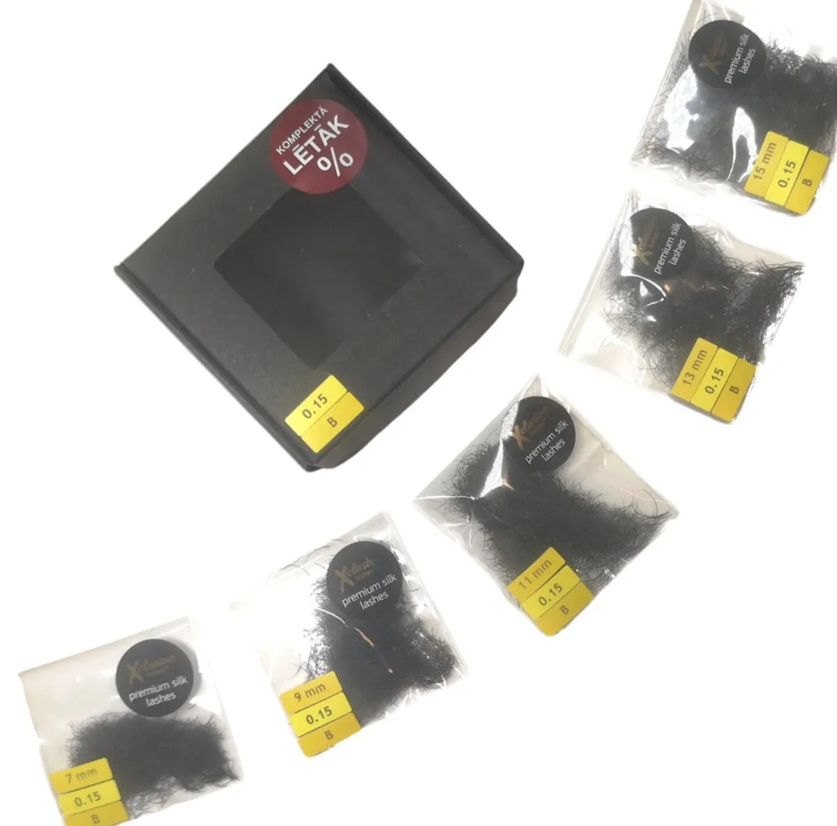 Xclusive Silk lash for eyelash extensions KIT - B - 0.20 - 8, 10, 12, 14 & 15 mm
