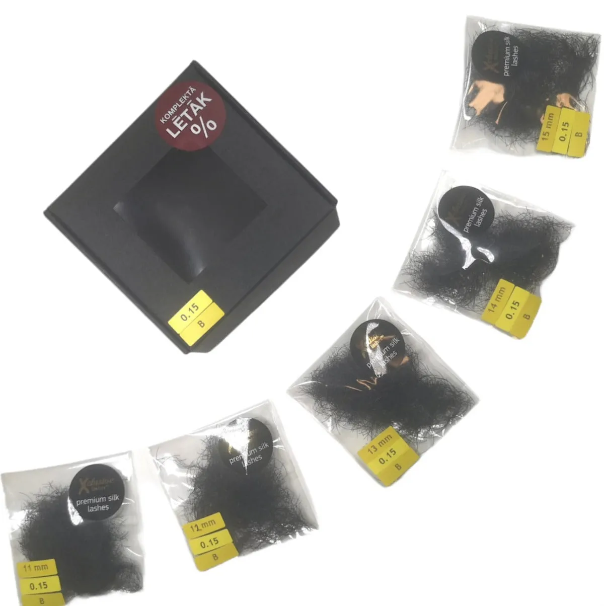 Xclusive Silk lash for eyelash extensions KIT - B - 0.25 - 11, 12, 13, 14 & 15 mm