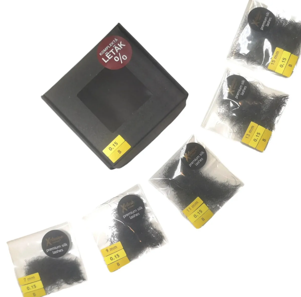 Xclusive Silk lash for eyelash extensions KIT - D - 0.15 - 7, 8, 9, 10 & 11 mm